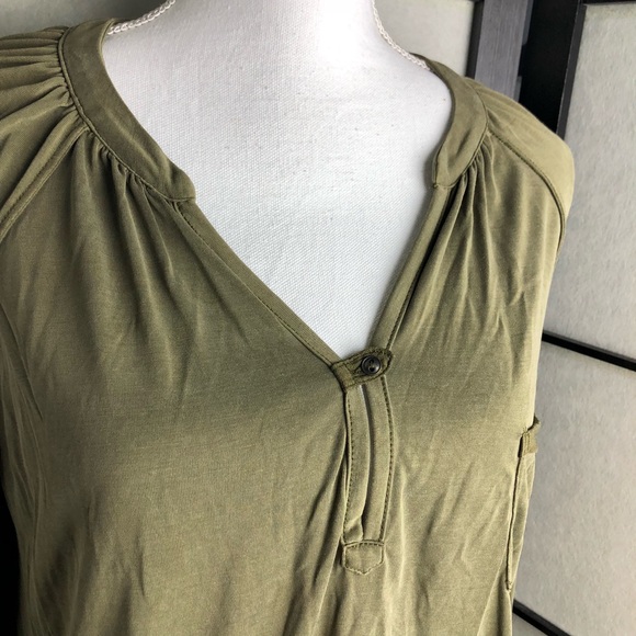Free People Army Green Pocket Loose Top Size Small - Picture 2 of 5